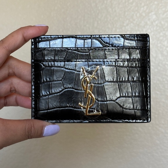 NWOT Yves Saint Laurent YSL Cassandre Card Case in Crocodile-Embossed Leather - Picture 1 of 6